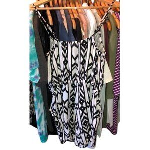 Forever 21 Womens Black & White Tribal Print Sleeveless Romper With Adjustable S